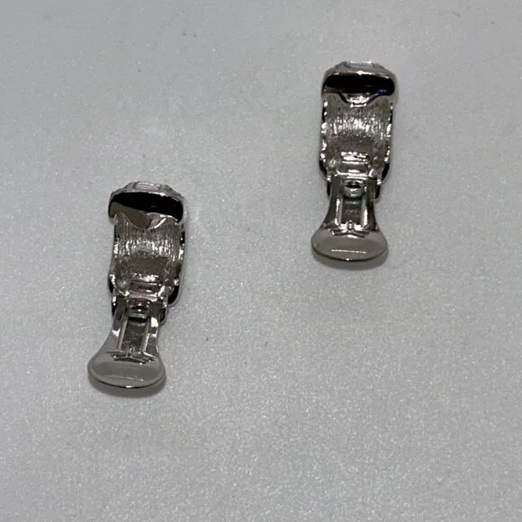 Christian Dior Vintage Clip-On Earrings With Rhinestones & Silver-Tone Metal - Picture 14 of 16